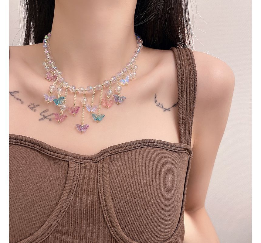 Butterfly Choker Alloy Fringed