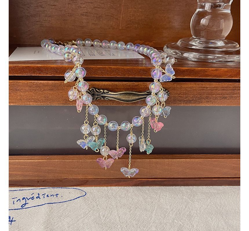 Butterfly Choker Alloy Fringed