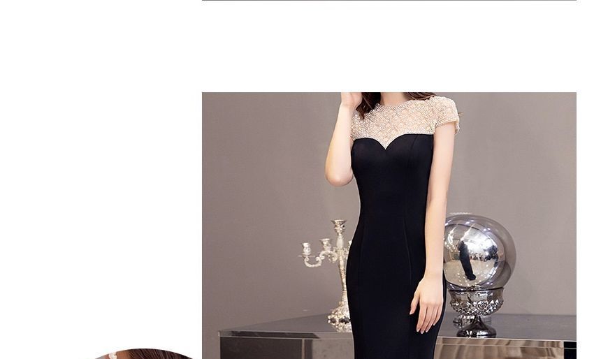 Tone Gown Mermaid Short-Sleeve Evening Two