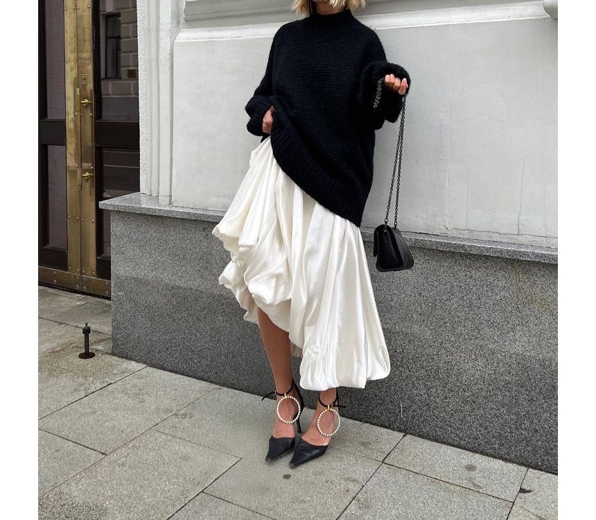 A-Line Maxi High Plain Waist Skirt