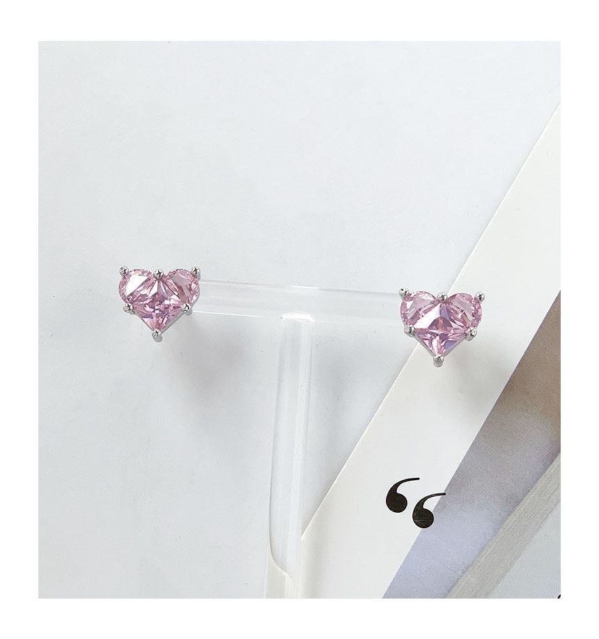Heart Clip-On Rhinestone Earring Stud /