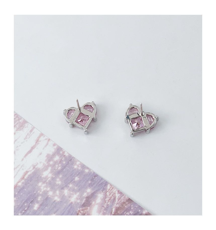 Heart Clip-On Rhinestone Earring Stud /
