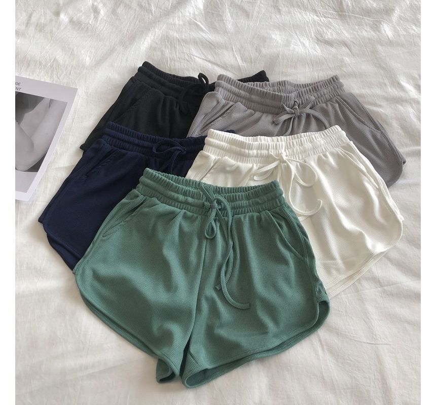 Drawstring Plain Sweat Waist Shorts