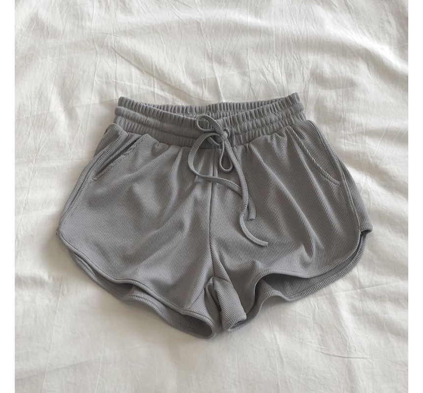 Drawstring Plain Sweat Waist Shorts