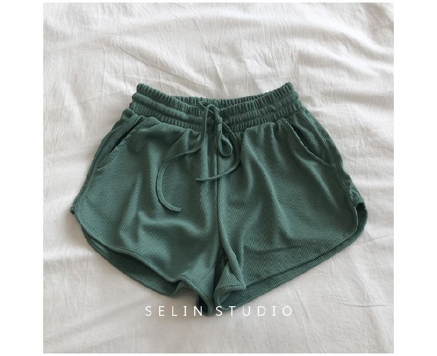 Drawstring Plain Sweat Waist Shorts