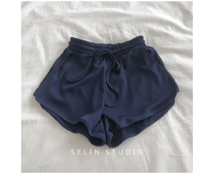 Drawstring Plain Sweat Waist Shorts