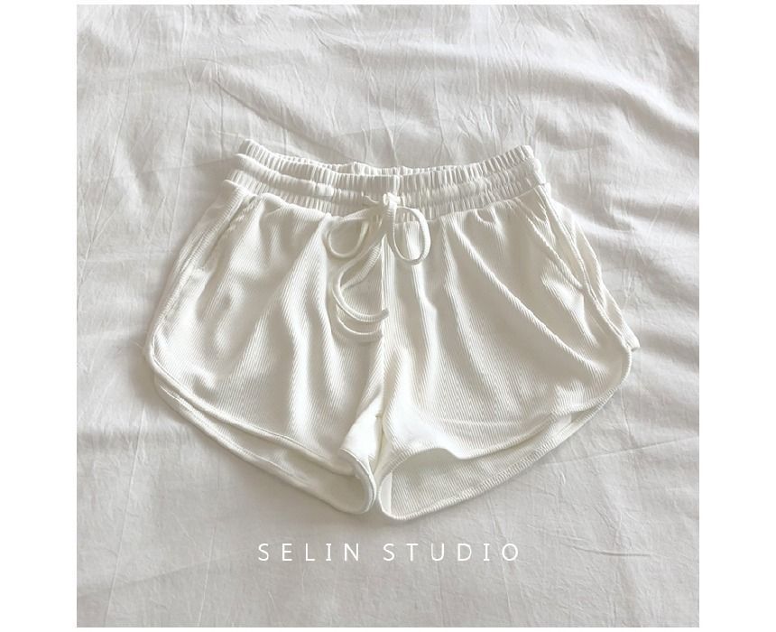 Drawstring Plain Sweat Waist Shorts