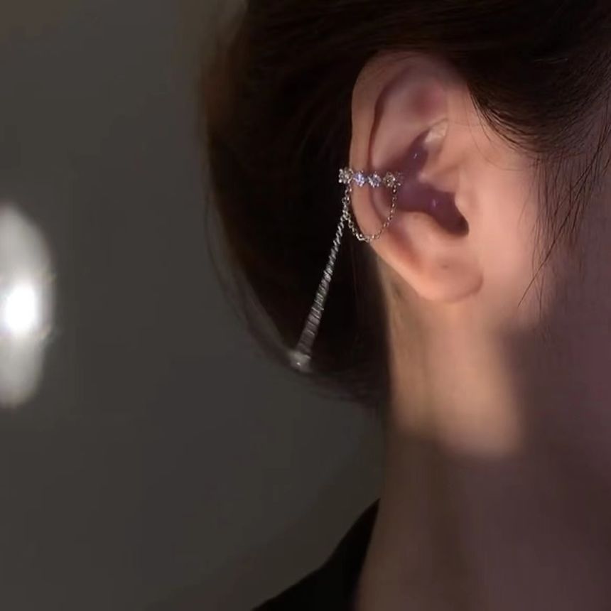 Earring Alloy Cuff Rhinestone