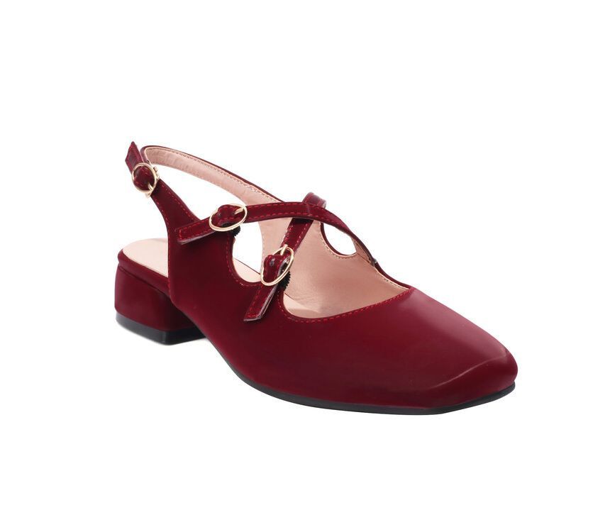 Chunky Strap Square Cross Slingback Heel Toe Sandals