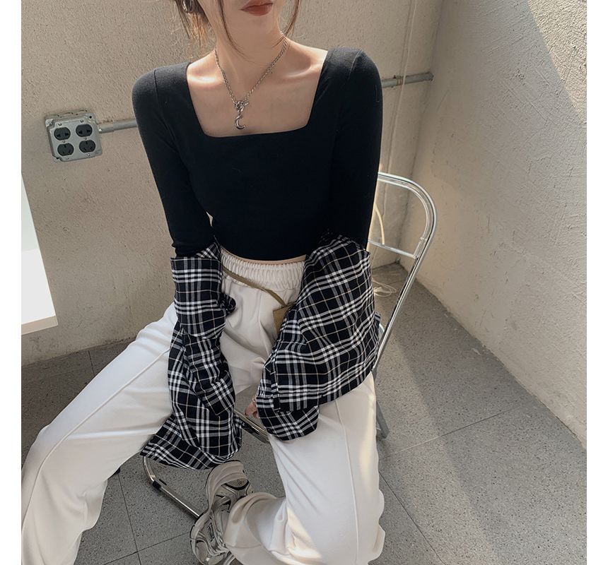 Crop (Various Plain T-Shirt Designs) Square-Neck