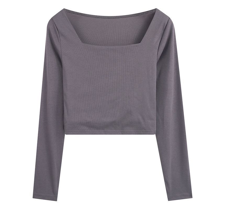Crop (Various Plain T-Shirt Designs) Square-Neck