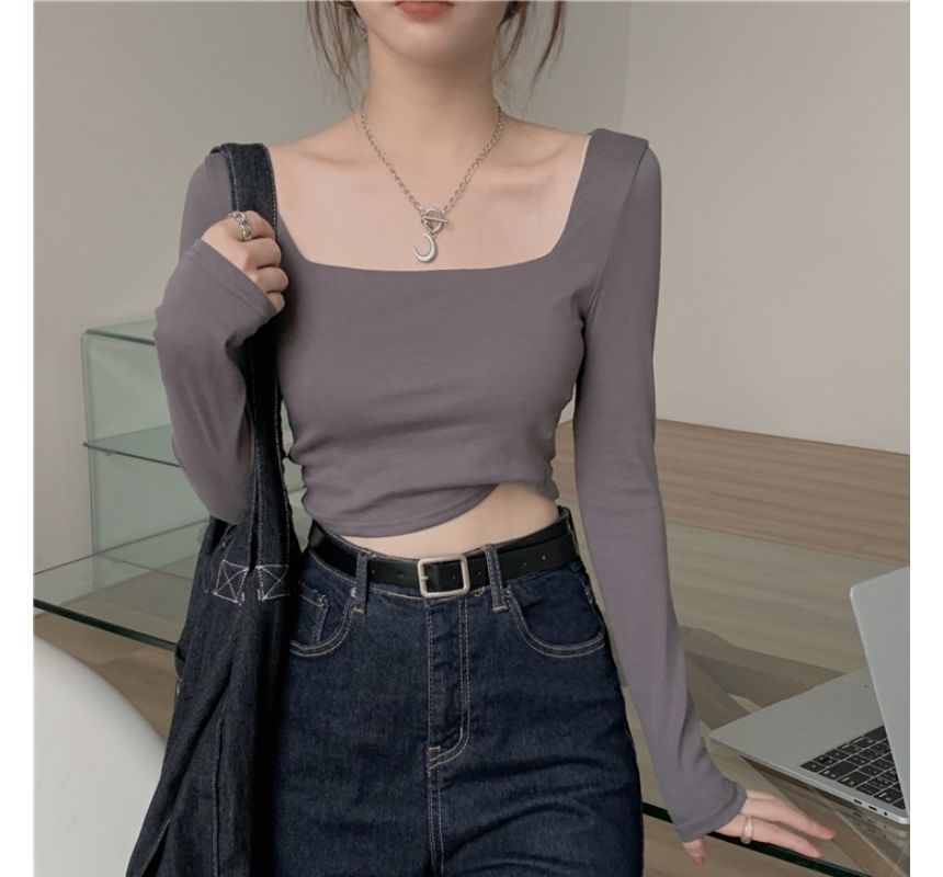 Crop (Various Plain T-Shirt Designs) Square-Neck