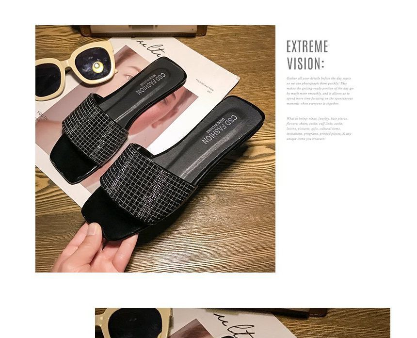 Rhinestone Sandals Slide Flat