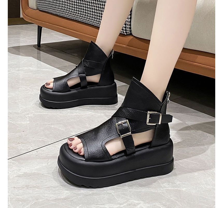 Platform High Top Sandals Peep Toe