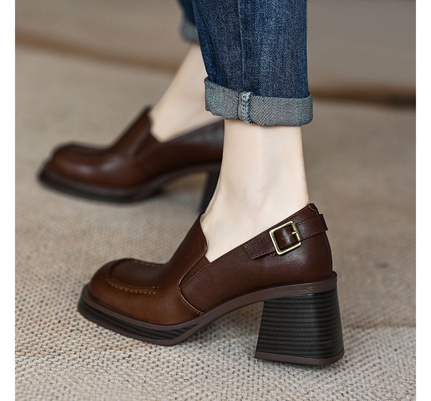 Buckled Loafers Block-Heel