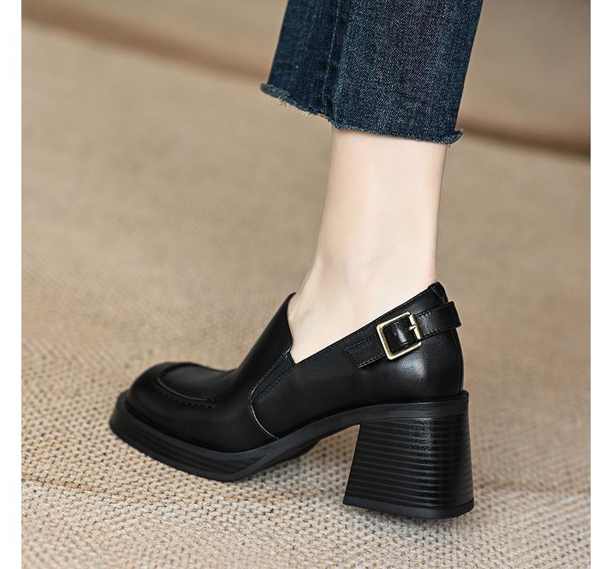 Buckled Loafers Block-Heel