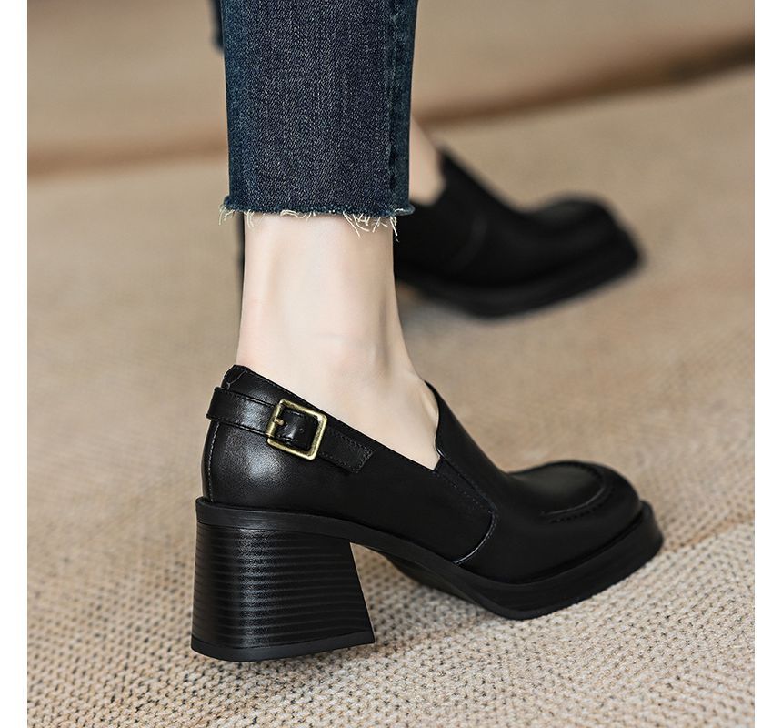 Buckled Loafers Block-Heel