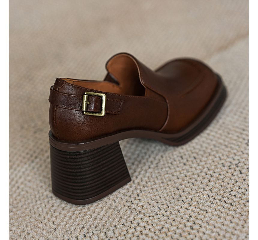 Buckled Loafers Block-Heel