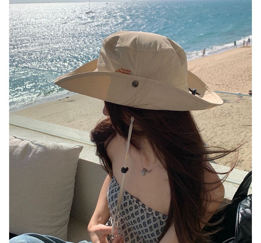 Lettering Embroidered Hat Sun