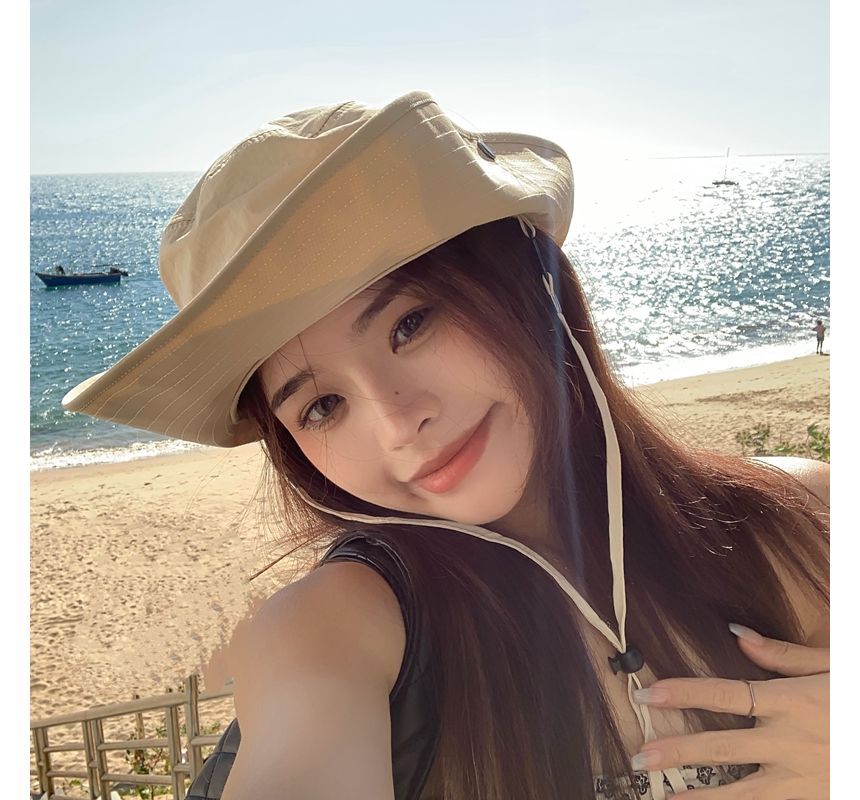 Lettering Embroidered Hat Sun