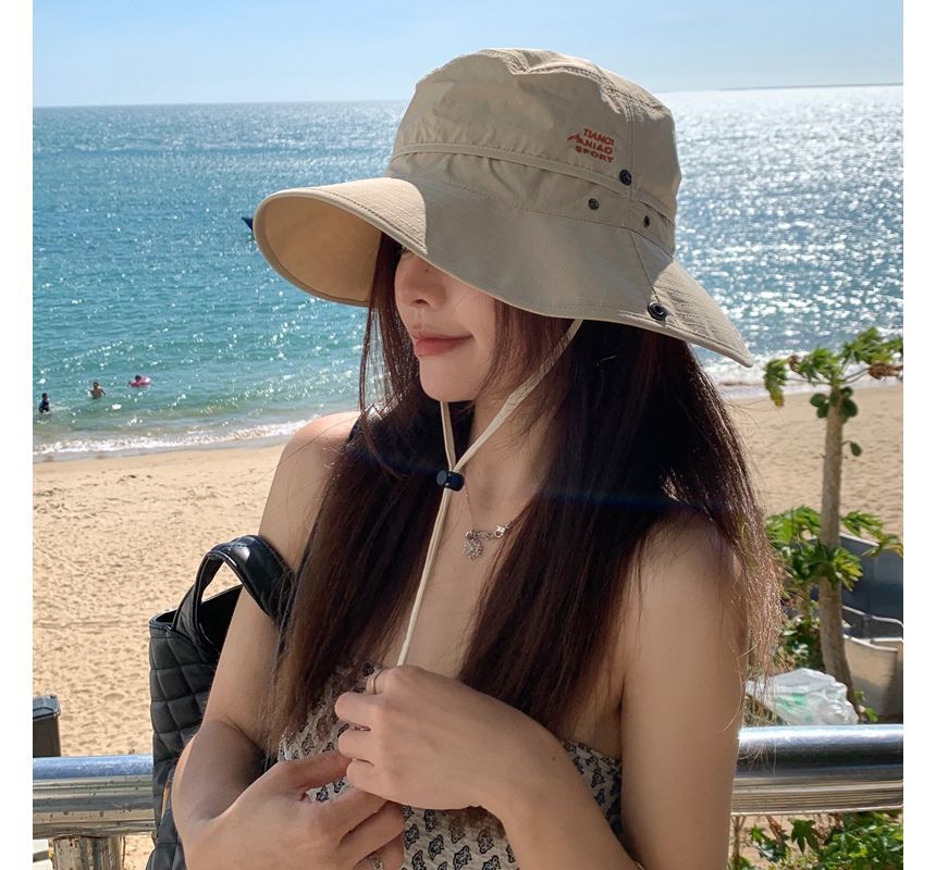 Lettering Embroidered Hat Sun