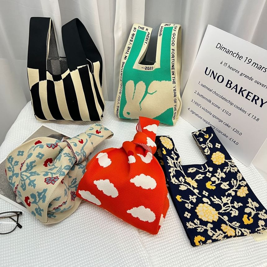 Knit Patterned Bag Tote