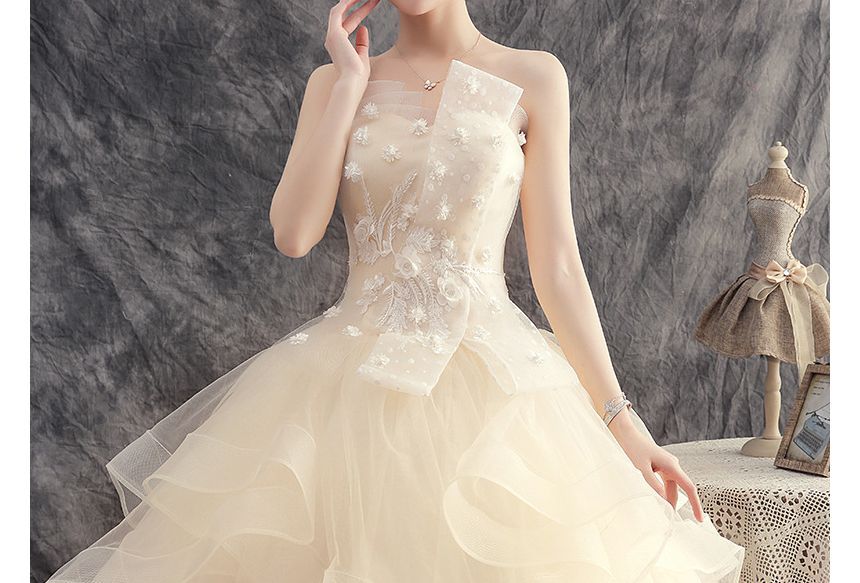 Wedding Strapless Accent Flower Ball Gown