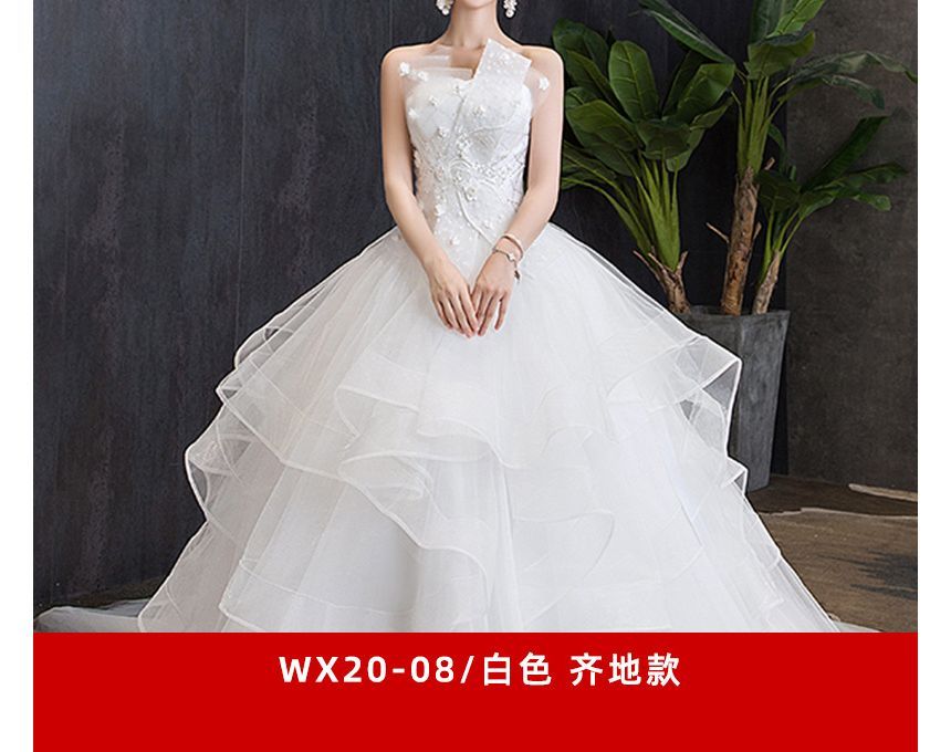 Wedding Strapless Accent Flower Ball Gown