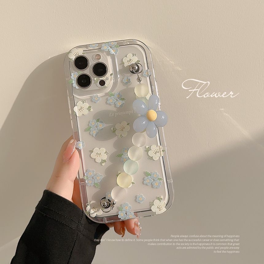 Case Phone Strap Transparent Floral