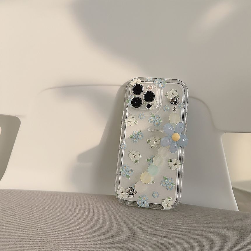Case Phone Strap Transparent Floral