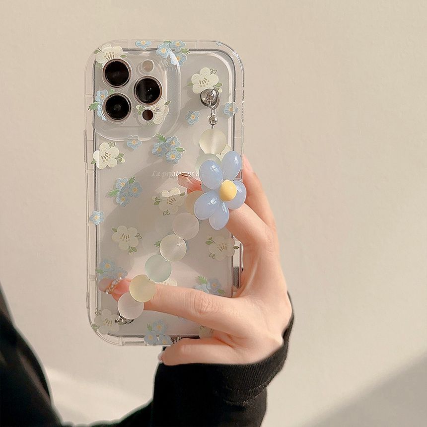 Case Phone Strap Transparent Floral