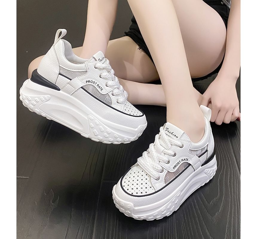 Wedge Mesh Panel Sneakers Hidden Platform