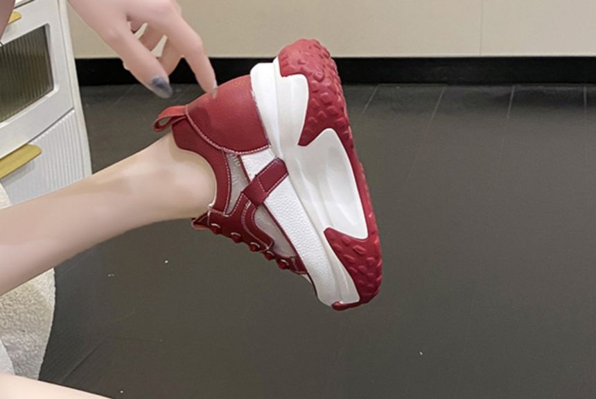 Wedge Mesh Panel Sneakers Hidden Platform