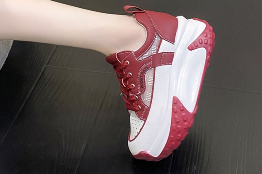 Wedge Mesh Panel Sneakers Hidden Platform