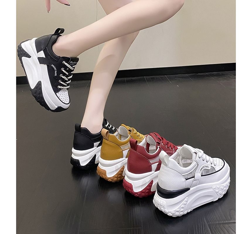 Wedge Mesh Panel Sneakers Hidden Platform