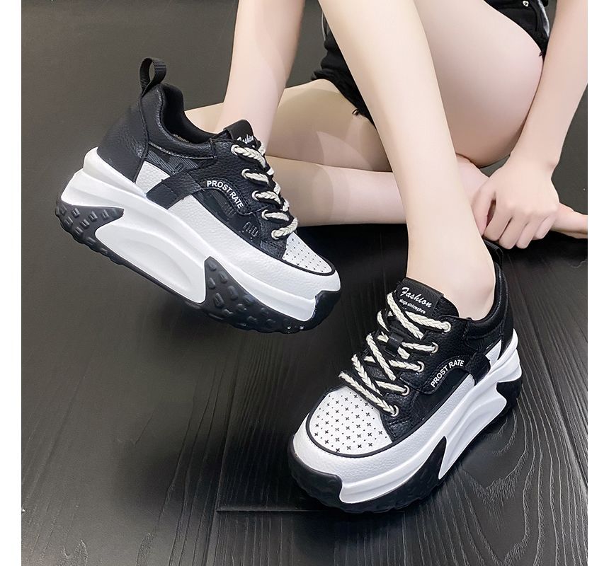 Wedge Mesh Panel Sneakers Hidden Platform