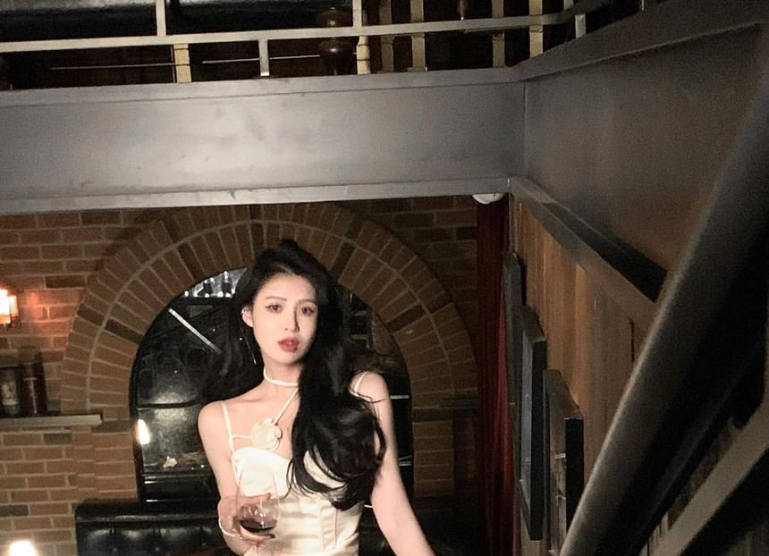 Spaghetti Evening Dress Gown Mermaid Strap Plain Scoop Neck