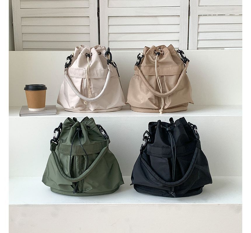 Multi-Pocket Drawstring Nylon Bag Bucket