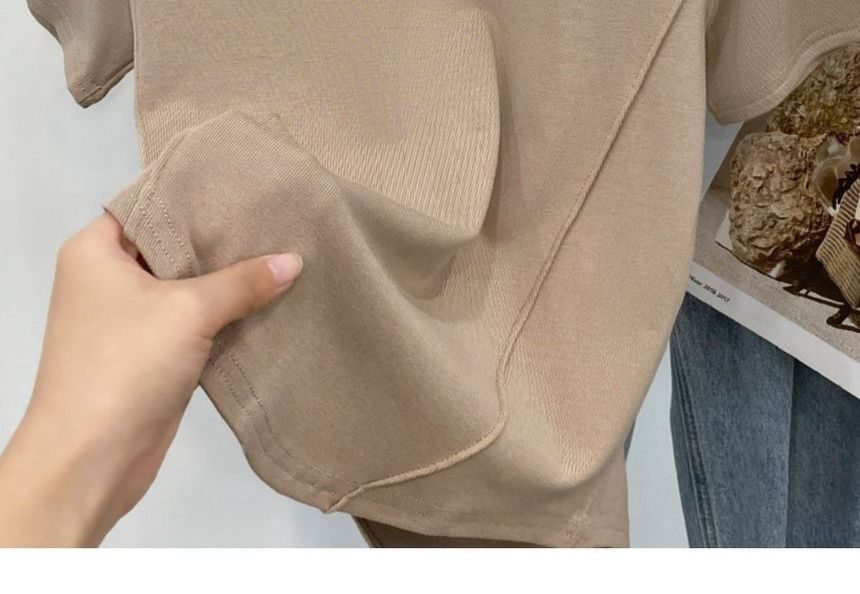 Plain Round T-Shirt Neck Short-Sleeve