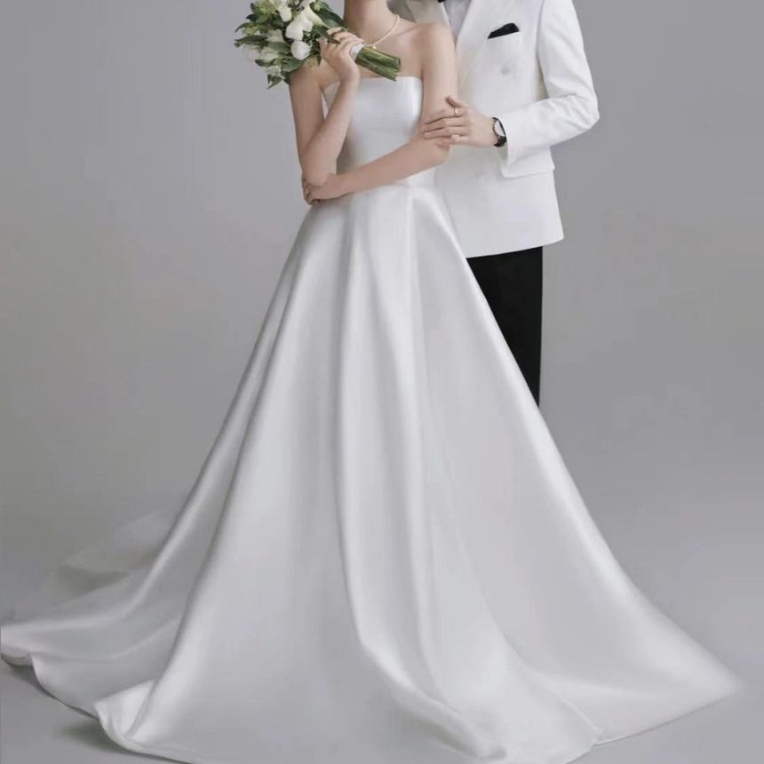 A-Line Wedding Gown Plain Strapless