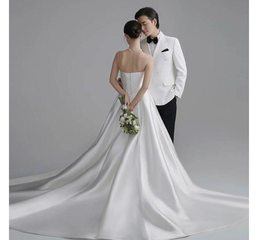 A-Line Wedding Gown Plain Strapless