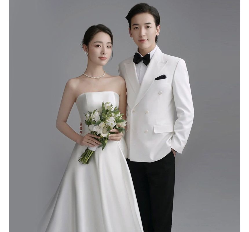 A-Line Wedding Gown Plain Strapless