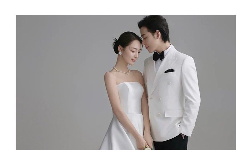 A-Line Wedding Gown Plain Strapless