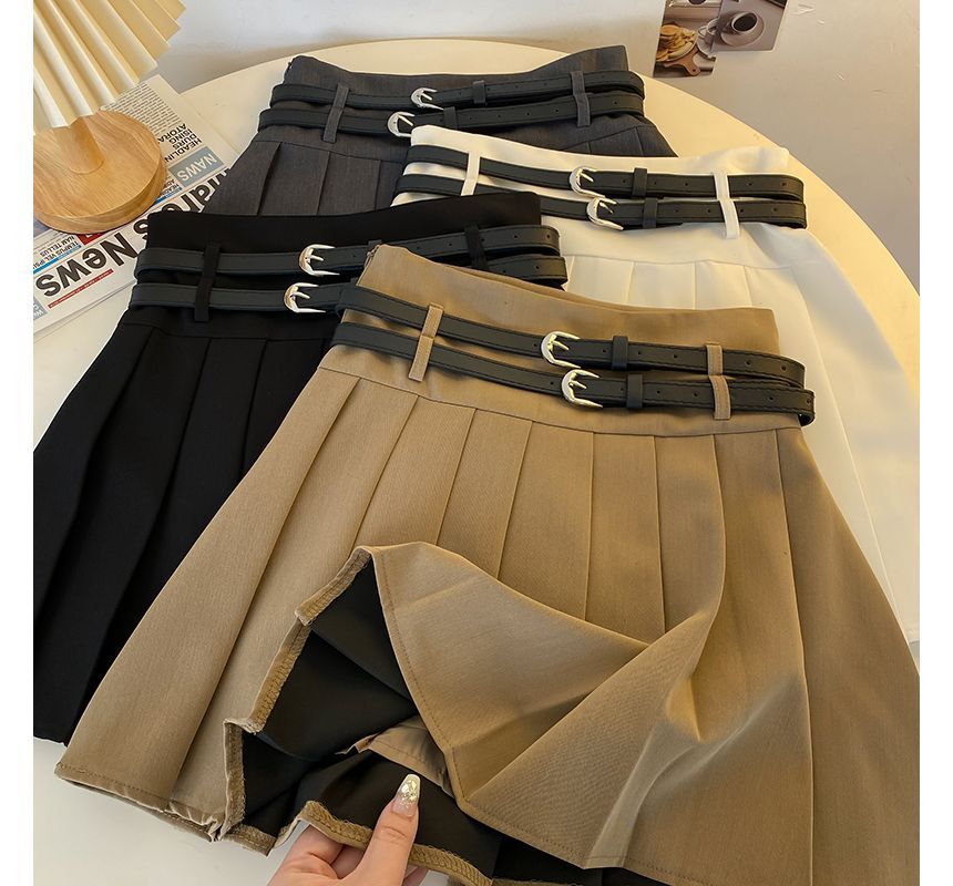 Pleated Mini Skirt A-Line Plain