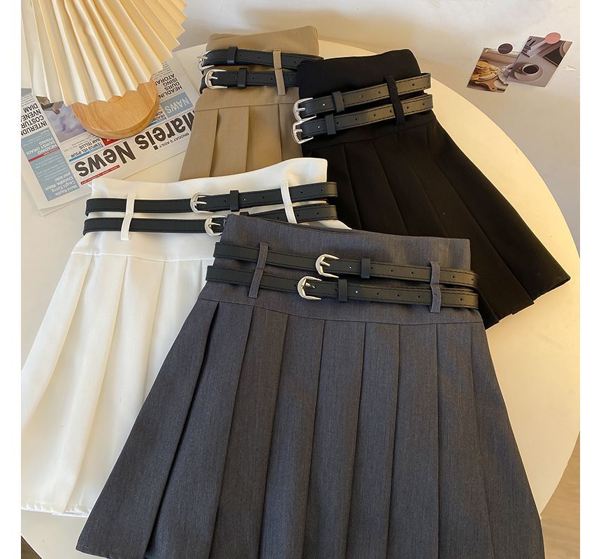 Pleated Mini Skirt A-Line Plain
