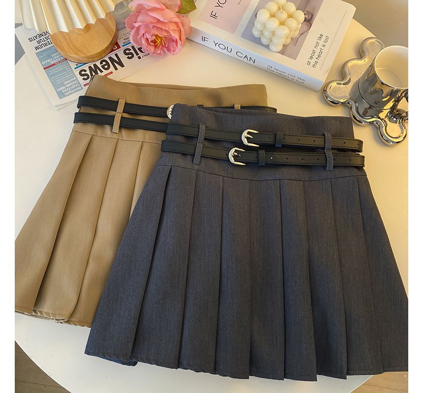 Pleated Mini Skirt A-Line Plain