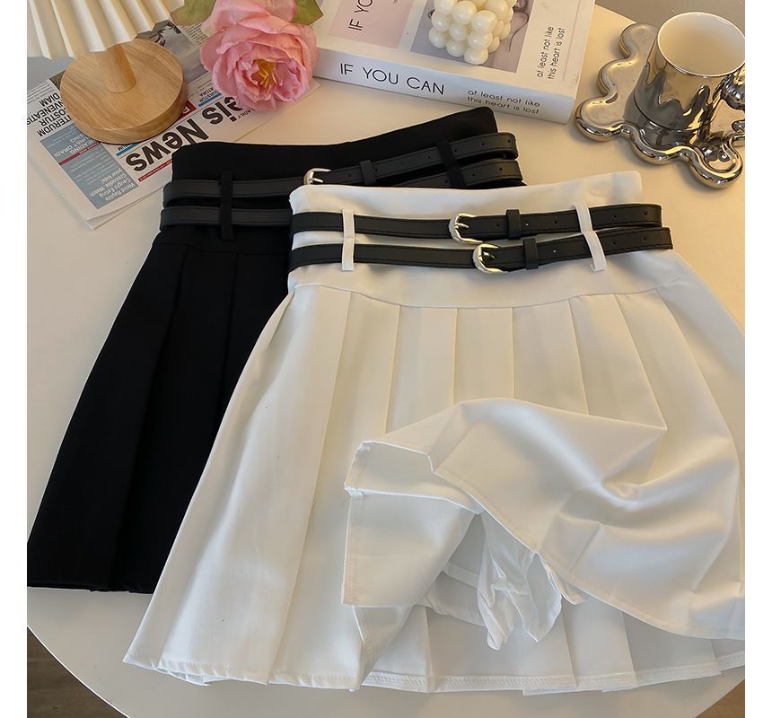 Pleated Mini Skirt A-Line Plain