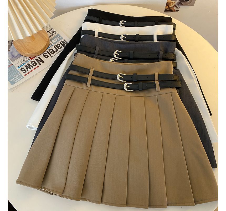 Pleated Mini Skirt A-Line Plain
