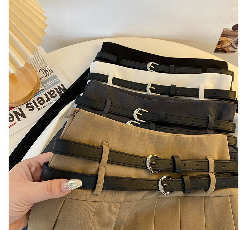 Pleated Mini Skirt A-Line Plain