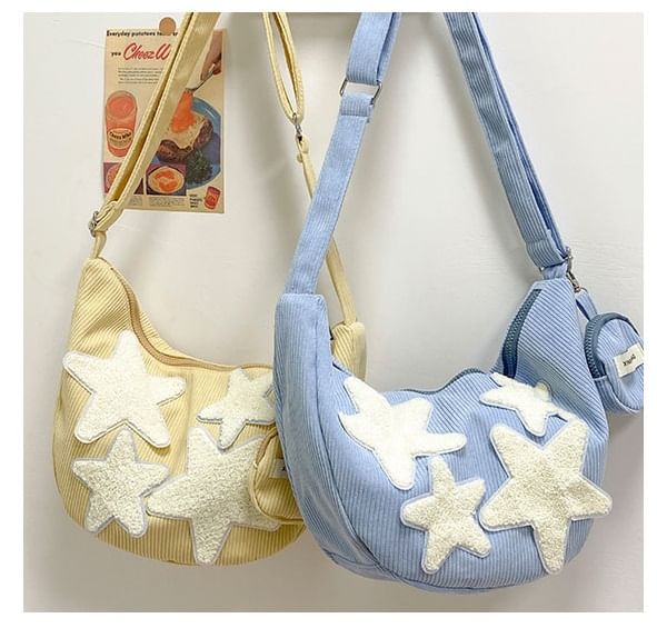 Applique Designs) With Pouch Coin Zipper Corduroy Crossbody (Various Purse Star